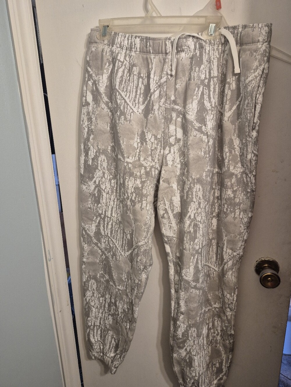 Womens Gray Camouflage Drawstring Joggers